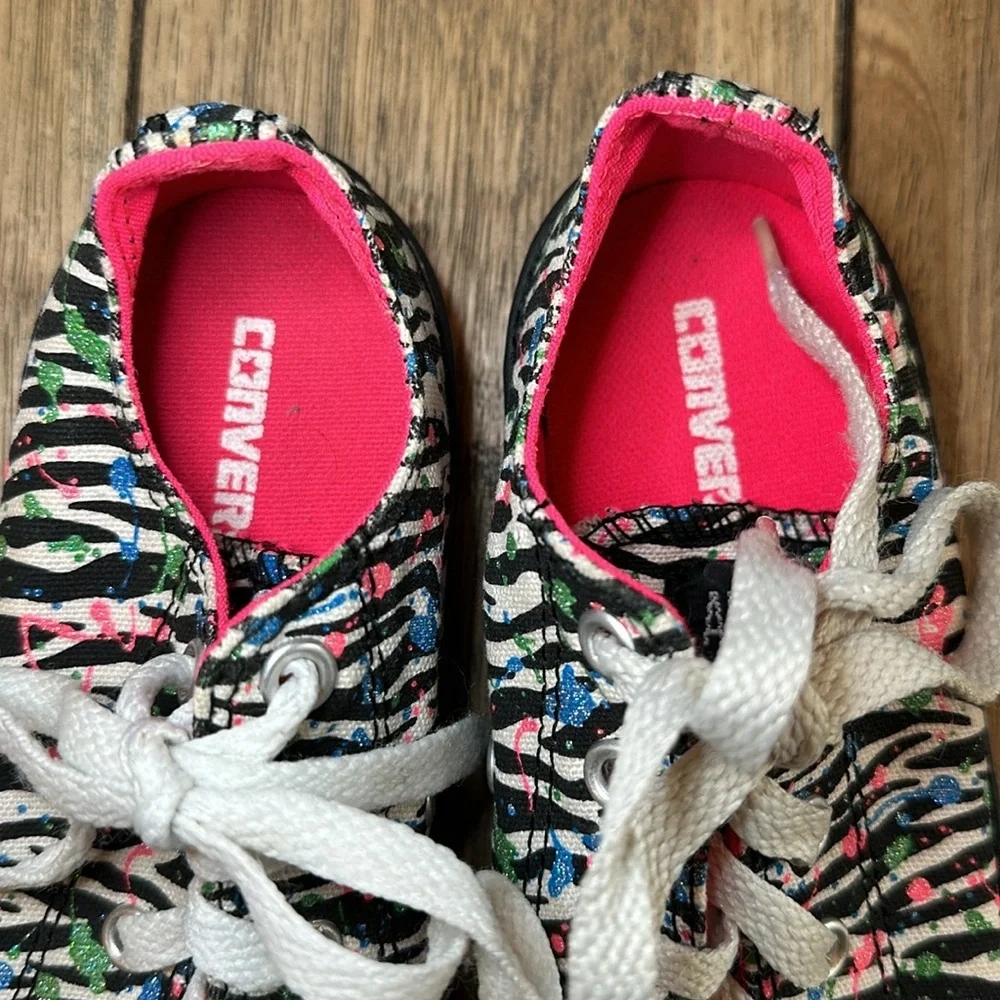 Converse Chuck Taylor Paint Splatter Glitter Zebra All Star Junior's Ox Low Top